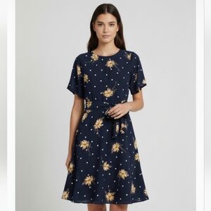 Banana Republic Factory Black Dress with Floral and Polka Dots